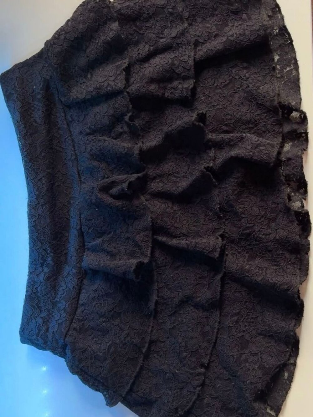 Windsor Sweet Talking Black Lace Ruffle Mini Skirt Size L